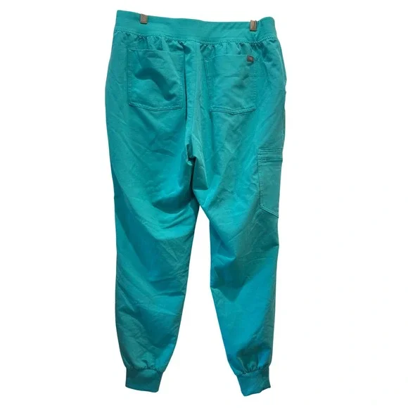 FIGS Scrub Set Womens L Catarina Top Zamora Jogger Pants Teal Blue Drawstring - Picture 5 of 8